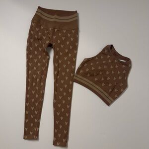 Spiritual Gangster Brown Heart Leggings and Top Set